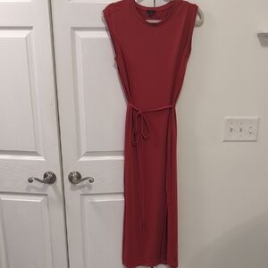 Ann Taylor Factory Sleeveless Tie-Waist Maxi Dress - Rust Red